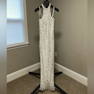 Adriana Papell Haltered Long Column Gown